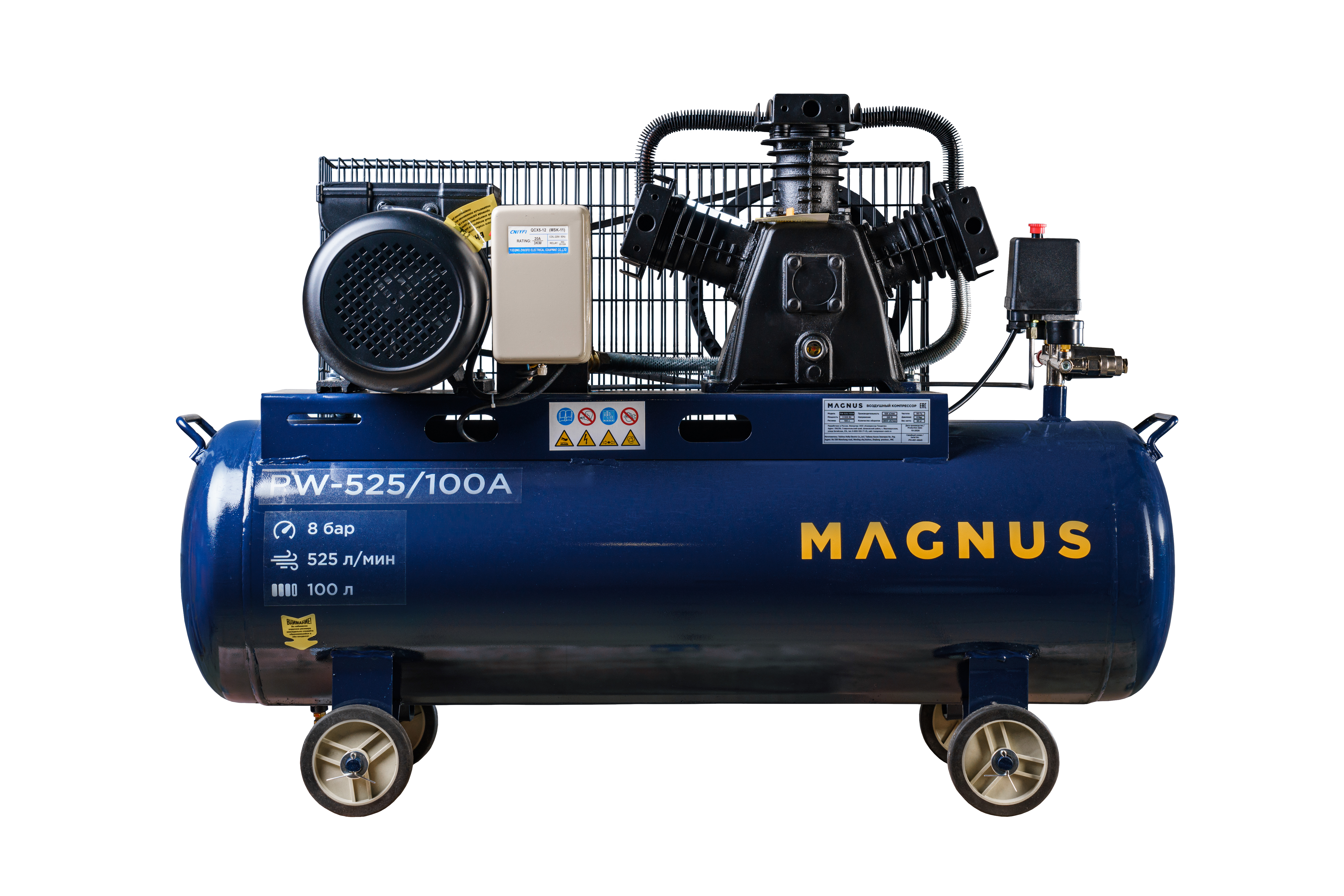Компрессор воздушный Magnus KW-525/100А новый фильтр (8 атм.,3,0кВт, 220В,Ф65) в Перми